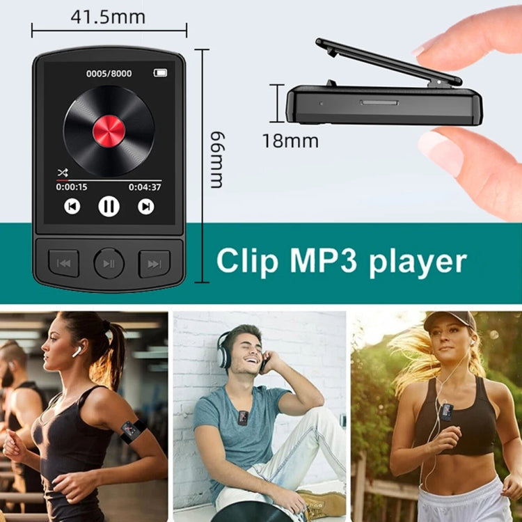 8GB 1.8-Inch Color Screen Recording MP3/MP4 Sports Bluetooth Walkman With Back Clip - MP3 Player by buy2fix | Online Shopping UK | buy2fix