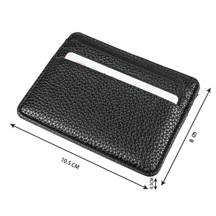 Lychee Pattern Multi-Card Slot Mini Card Holder Ultra-thin Coin Purse(Black) - Card & Passport Bags by Pieru | Online Shopping UK | buy2fix