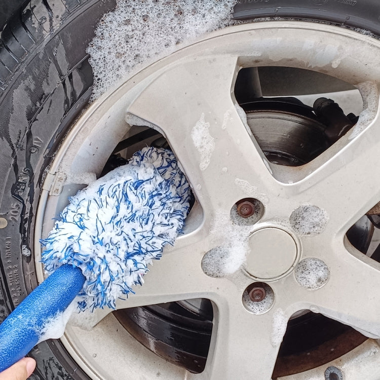 30cm Microfiber Long-handled Plush Tire Cleaning Brush(Black White) - Car washing supplies by buy2fix | Online Shopping UK | buy2fix