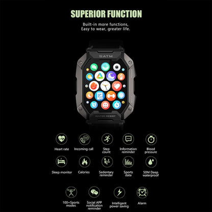 C20Plus 1.81-inch Health Monitoring Waterproof Bluetooth Call Smart Watch, Color: Green - Smart Watches by buy2fix | Online Shopping UK | buy2fix