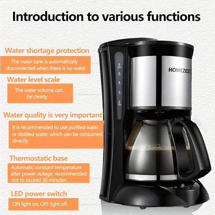 HOMEZEST 600W 0.65L  Automatic Drip Coffee Maker with Glass Carafe 2-6 Cup Capacity(Green EU Plug) - Coffee Tools by HOMEZEST | Online Shopping UK | buy2fix