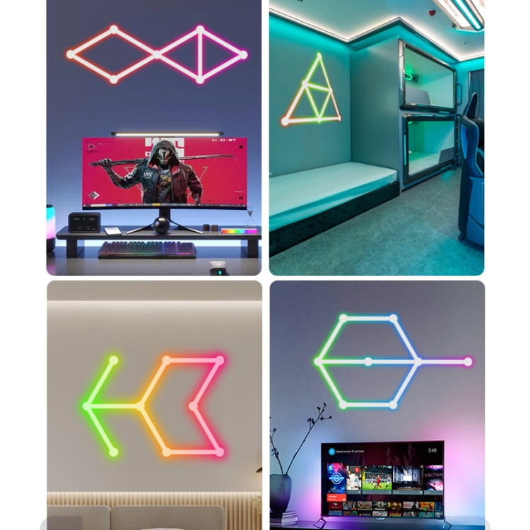 JSK-P22 5V Bluetooth RGB Stitching Light E-Sports Atmosphere Decorative Lamp, Style: 6 Sections+USB To DC Line+UK Plug(White) - Novelty Lighting by buy2fix | Online Shopping UK | buy2fix