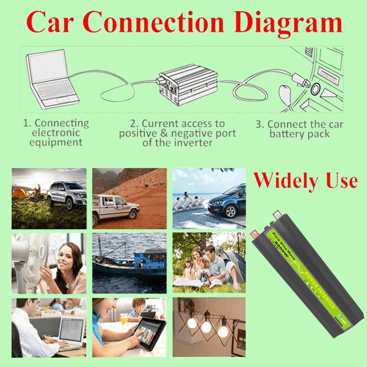 Gurxun 48V-220V 8000W Pure Sine Wave Inverter Car Single Digital Display Voltage Converter - Pure Sine Wave by Gurxun | Online Shopping UK | buy2fix