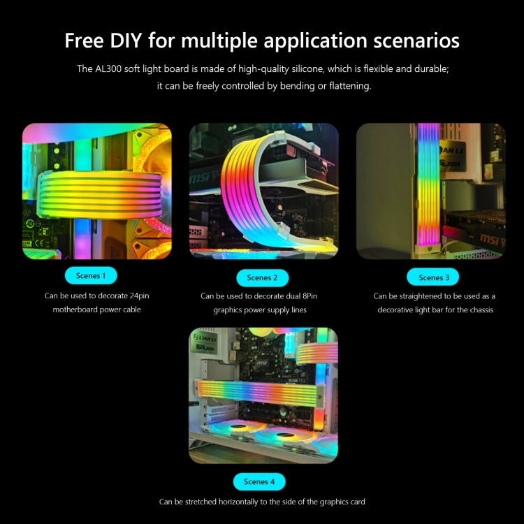 AOSOR AL300 Computer Glow Line ARGB Neon Cable Motherboard Chassis Light Strip Light Board Decoration(White) - PCIE Cable by AOSOR | Online Shopping UK | buy2fix
