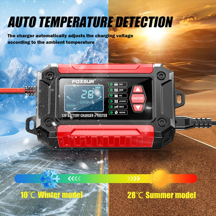 FOXSUR Cars Motorcycles 12V Lithium Cattery Charger With Battery Detection(UK Plug) - Battery Charger by FOXSUR | Online Shopping UK | buy2fix