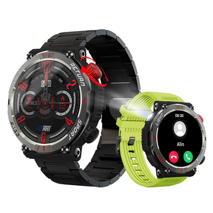 LOKMAT ZEUS 5 PRO 1.46 Inch 5ATM Waterproof Flashlight Bluetooth Call Smart Watch(Fluorescent Green) - Smart Watches by LOKMAT | Online Shopping UK | buy2fix