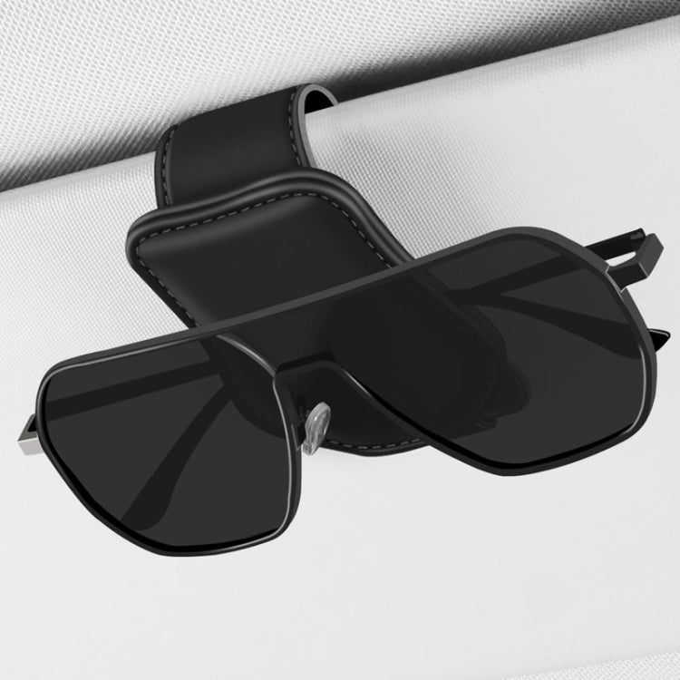 Car Eyeglasses Clip Car Leather Magnetic Closure Sunglasses Storage Bag(Grey) - Sunglasses & Glasses Clips by buy2fix | Online Shopping UK | buy2fix
