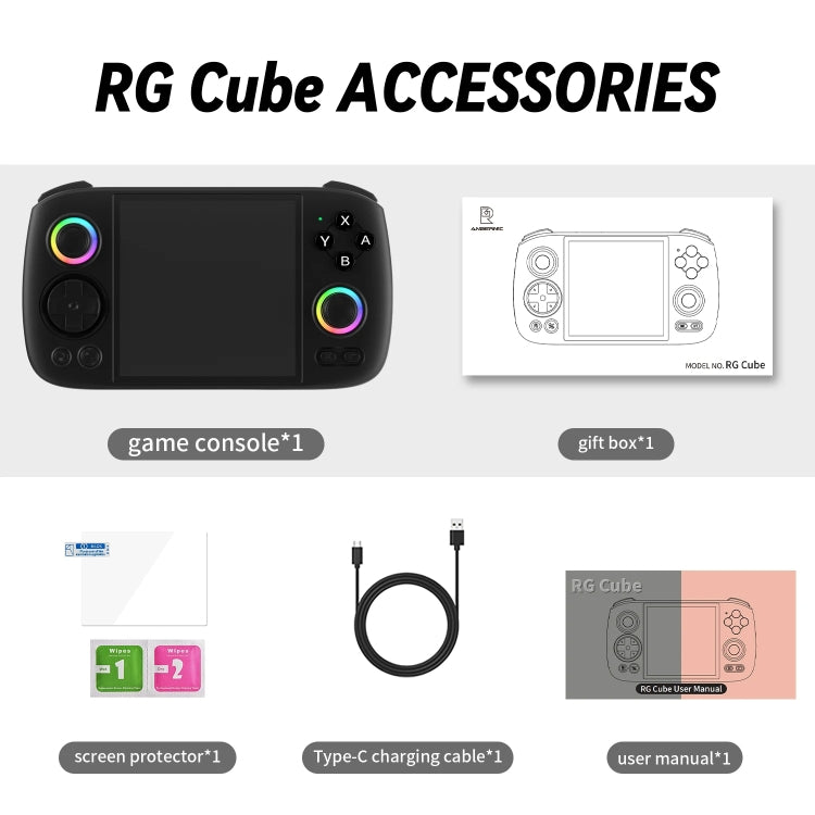 ANBERNIC RG Cube Retro Handheld Game Console With 3.95 Inch Screen T820 CPU Android 13 RGB Light With 128G TF Card(Gray) - Pocket Console by ANBERNIC | Online Shopping UK | buy2fix