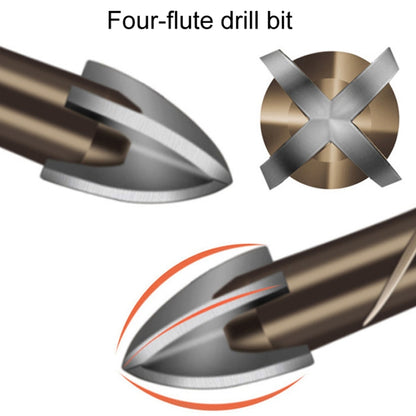 10mm Hexagonal Shank Spiral Flute Cross Alloy Drill Bits Glass Tile Four Edge Drivers - Drill & Drill Bits by buy2fix | Online Shopping UK | buy2fix