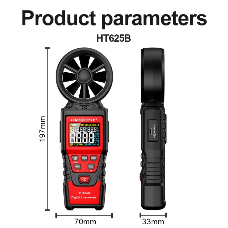 HABOTEST Handheld High-Precision Digital Anemometer With USB(HT625B) - Tachometers & Anemometer by HABOTEST | Online Shopping UK | buy2fix