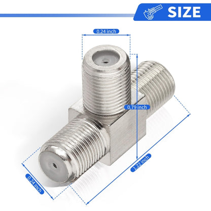 F Type Splitter 3 Way F Female To Dual F Female Coaxial Connector Adapter - Connectors by buy2fix | Online Shopping UK | buy2fix