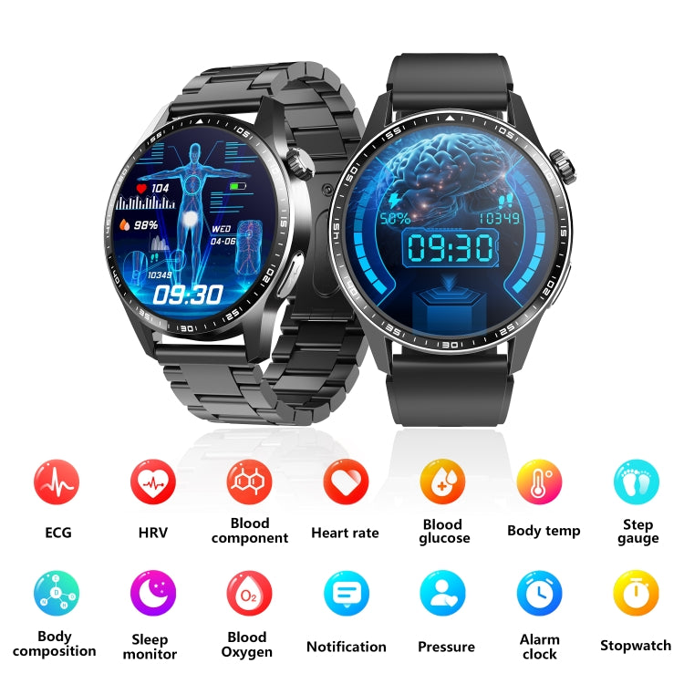 F400  1.55 Inch Screen Smart Watch Support ECG/ Blood Oxygen / Blood Sugar / 150+ Sports Mode, Color: Black Silicone - Smart Watches by buy2fix | Online Shopping UK | buy2fix