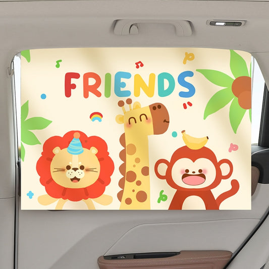 Suction Cup Car Sunshade Children Rear Side Window Insulation Sunscreen Cartoon Car Curtain, Style: Lion Monkey - Window Foils & Solar Protection by buy2fix | Online Shopping UK | buy2fix