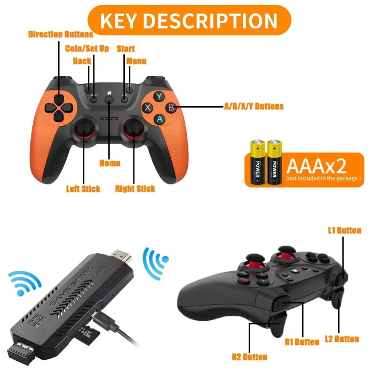 X2 Ultra Video Game Stick Console With 2.4G Double Wireless Controller 128GB - Pocket Console by buy2fix | Online Shopping UK | buy2fix