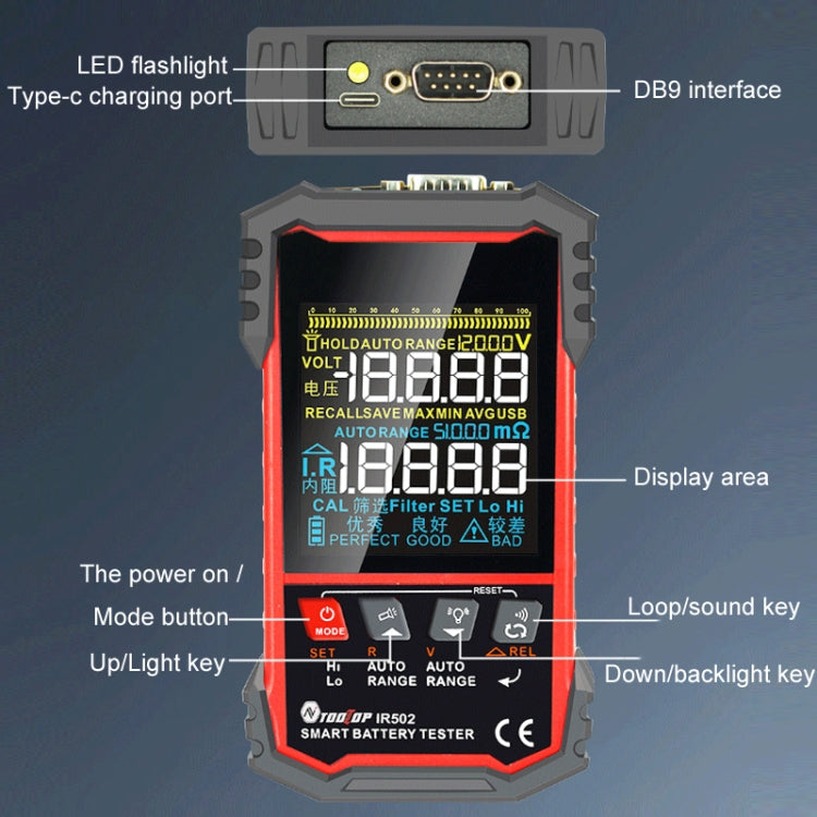 Battery Internal Resistance Tester Lead-Acid Alkaline Lithium Battery Tester, Model: IR502 - Battery & Resistance Tester by buy2fix | Online Shopping UK | buy2fix