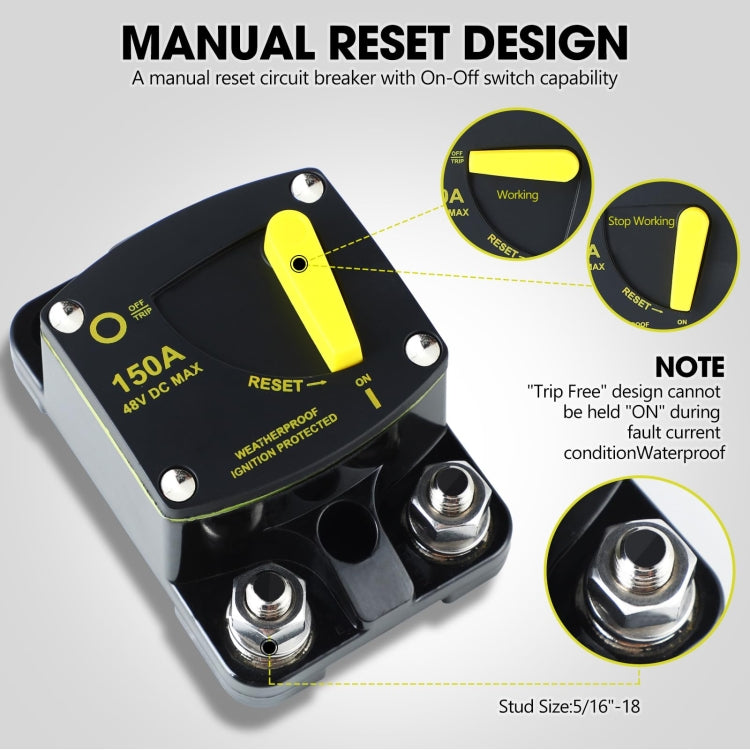 RV Yacht Manual Reset Ignition Protection Fuse Switch With Terminal Accessories, Current: 100A - Fuse by buy2fix | Online Shopping UK | buy2fix