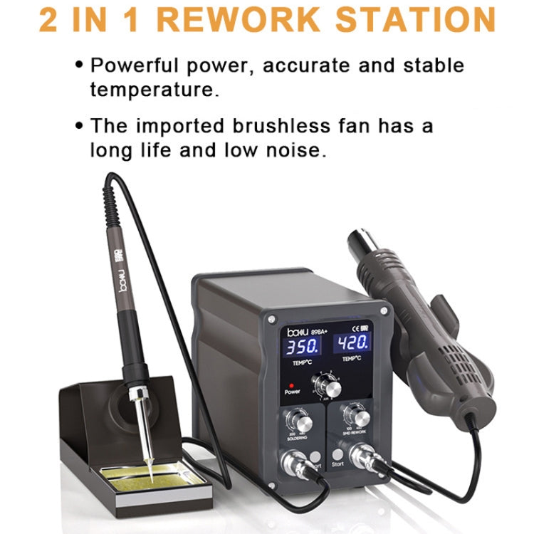 BAKU BA-898A+ 2-In-1 Soldering Station Hot Air Station Adjustable Temperature EU Plug 220V - Electric Soldering Iron by BAKU | Online Shopping UK | buy2fix