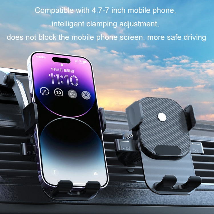 Car Suction Cup Dashboard Automatic Lock Mobile Phone Holder, Style: Black Waterfall - Car Holders by buy2fix | Online Shopping UK | buy2fix