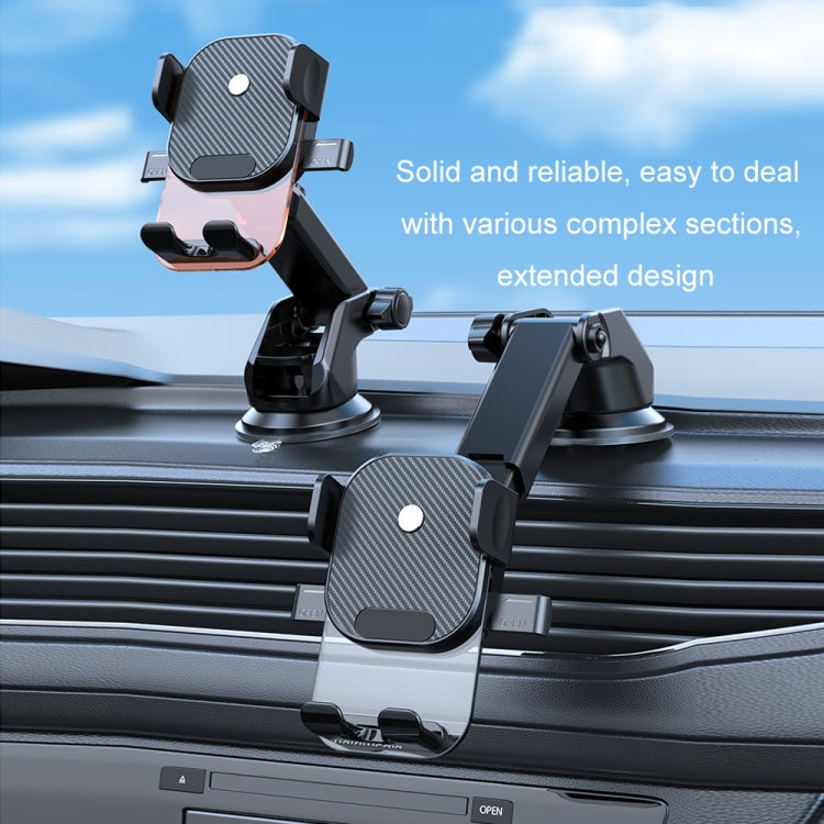 Car Suction Cup Dashboard Automatic Lock Mobile Phone Holder, Style: Black Waterfall - Car Holders by buy2fix | Online Shopping UK | buy2fix