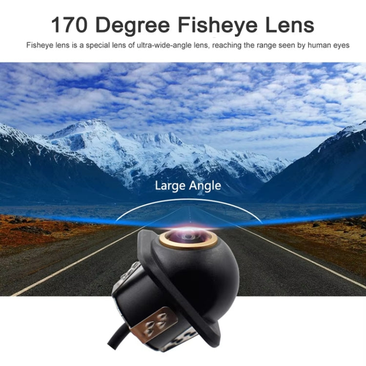 Car Universal HD Night Vision Rear View Reversing Three-Control Fisheye Camera, Style: AHD1080P Panoramic Gold Edge Interpolation - Rear View Cameras by buy2fix | Online Shopping UK | buy2fix