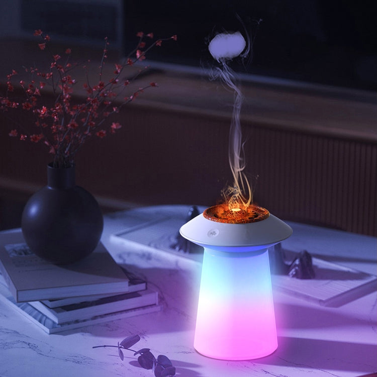 HX126 Sound Pickup RGB Light Volcano Humidifier Simulated Flame Aromatherapy Machine, Color: White - Air Purifiers & Accessories by buy2fix | Online Shopping UK | buy2fix