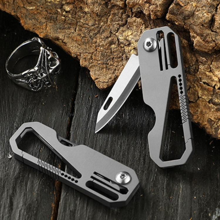 Multifunctional Titanium Keychain Outdoor Portable Defense Mini Folding Knife, Style: With 2 Titanium Ring - Key Rings by buy2fix | Online Shopping UK | buy2fix