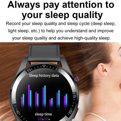 1.43 inch AMOLED Screen Smartwatch Heart Rate Blood Pressure Monitoring Bluetooth Talking Sports Watch, Color: Black Leather Strap - Smart Watches by buy2fix | Online Shopping UK | buy2fix