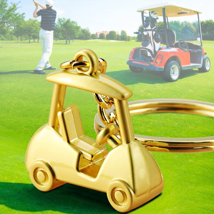 Three- Dimensional Simulation Golf Ball Car Keychain Decorative Pendant, Color: Gold - Key Rings by buy2fix | Online Shopping UK | buy2fix