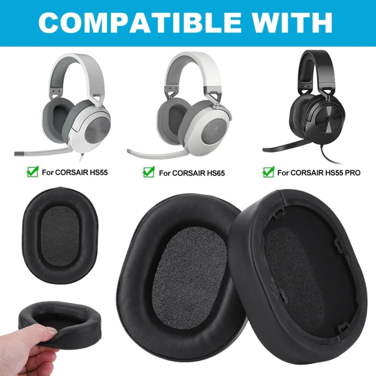 1pair Headphone Leather Sponge Cover For CORSAIR HS55 / HS55 PRO / HS65(Black) - Earmuff & Pad by buy2fix | Online Shopping UK | buy2fix