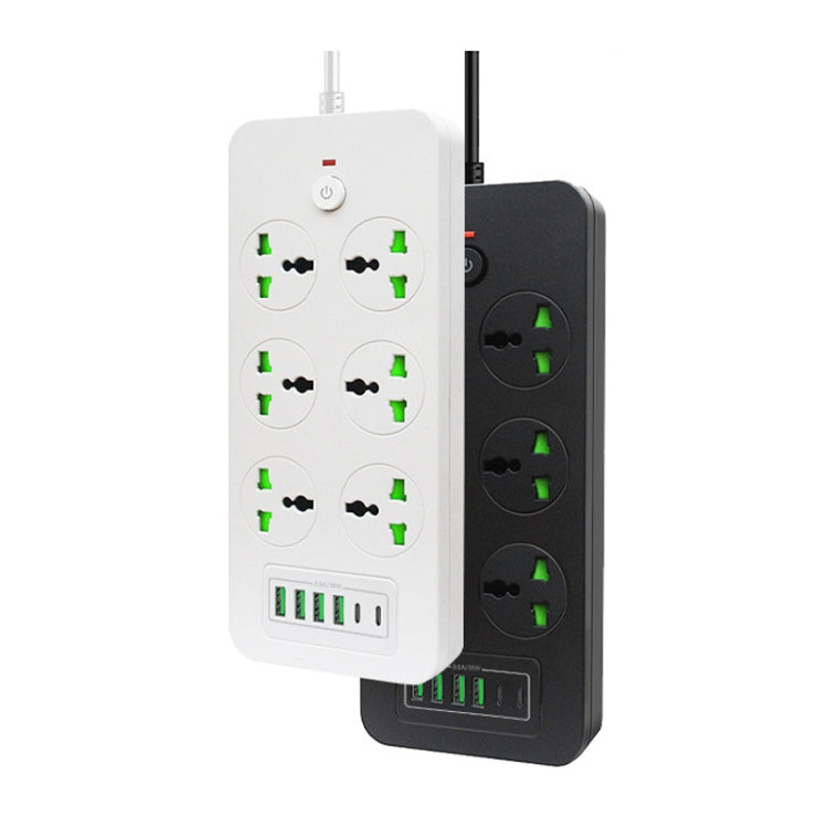 Thunderproof Overload Protection 4USB+2PD+6 Holes Socket, Color: White UK Plug - Extension Socket by buy2fix | Online Shopping UK | buy2fix