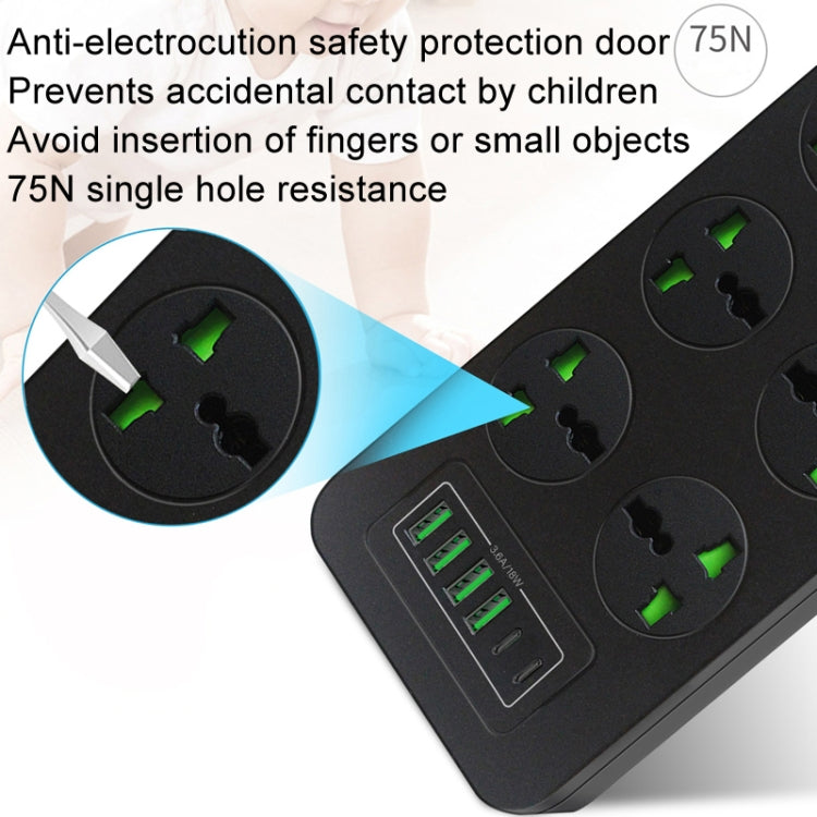 Thunderproof Overload Protection 4USB+2PD+6 Holes Socket, Color: White UK Plug - Extension Socket by buy2fix | Online Shopping UK | buy2fix