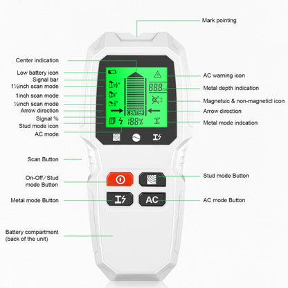 HW-QB6 5 In 1 Wall Scanner Handheld Stud Finder Wood Current Metal Live Wires Detection(Orange) - Metal Detector by buy2fix | Online Shopping UK | buy2fix