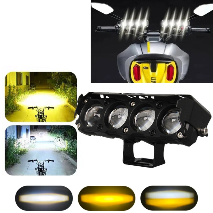 Motorcycle Spotlight External Lens Car LED Headlight Strong Spot Fog Light, Model: Near Yellow+Far White-3 Wires - Headlights by buy2fix | Online Shopping UK | buy2fix