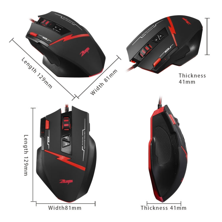 ZELOTES C8 8-buttons Ergonomic Game Programming Custom Wired Mouse(Black) - Wired Mice by ZELOTES | Online Shopping UK | buy2fix