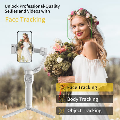 Three-Axis Anti-Shake Smart Gimbal Handheld Stabiliser With Face Follow Shot(White) - Handheld Gimbals by buy2fix | Online Shopping UK | buy2fix