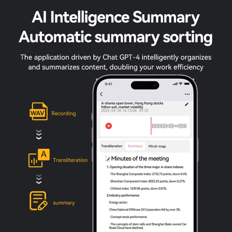 16GB AI Voice Recorder App Control Supports 58 Languages Simultaneous Interpretation / Transcribe & Summarize(Black) - Other Style by buy2fix | Online Shopping UK | buy2fix