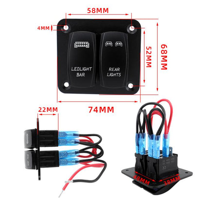 Blue Light Laser Engraved Panel Combination Switch For Car Boat, Specifications: 2-digit Panel - Car Switches by buy2fix | Online Shopping UK | buy2fix