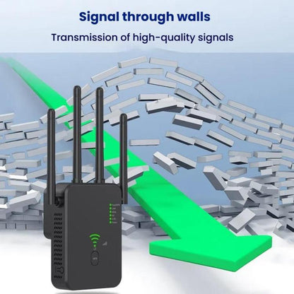 Urant U10 1200Mbps 2.4G & 5.8G Wireless Repeater WiFi Signal Amplifier With 4 Antenna US Plug Black - Broadband Amplifiers by Urant | Online Shopping UK | buy2fix