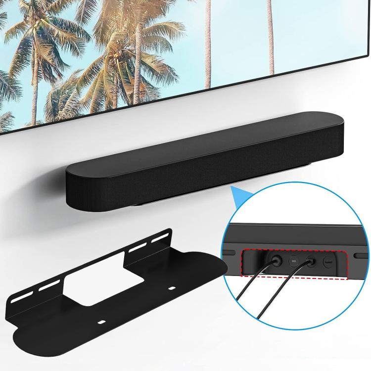 Metal Wall Mount Sound Bar Bracket for Sonos Beam Gen 2 / Gen 1(Black) - Speaker Bracket by buy2fix | Online Shopping UK | buy2fix