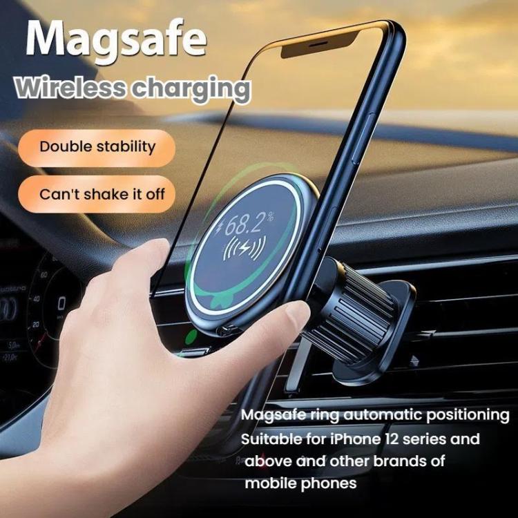 15W Car Magnetic Wireless Charging Phone Holder Alloy Base, Spec: Adhesive Black - Wireless Charger Holders by buy2fix | Online Shopping UK | buy2fix