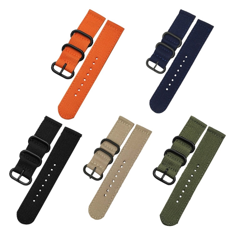 Washable Nylon Canvas Watchband, Band Width:24mm(Black with Black Ring Buckle) - Watch Accessories & Parts by buy2fix | Online Shopping UK | buy2fix