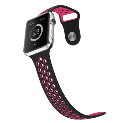 For Apple Watch Series 7 41mm / 6 & SE & 5 & 4 40mm / 3 & 2 & 1 38mm Fashionable Classical Silicone Sport Watch Band (Black Rose Red) - Watch Bands by buy2fix | Online Shopping UK | buy2fix