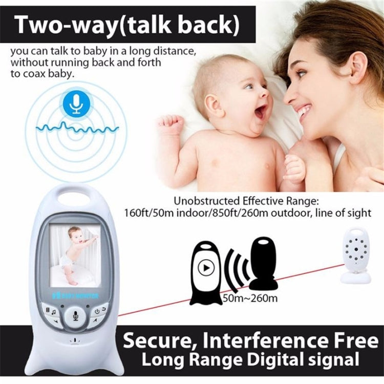 VB601 2.0 inch LCD Screen Hassle-Free Portable Baby Monitor, Support Two Way Talk Back, Night Vision(EU Plug) - Security by buy2fix | Online Shopping UK | buy2fix