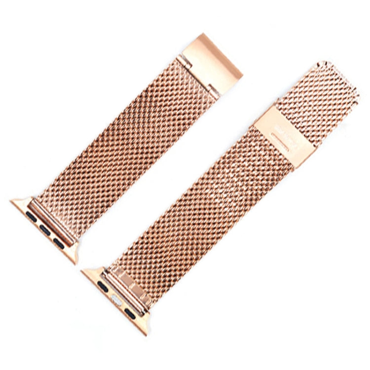 304 Stainless Steel Milanese Watch Band with Connector For Apple Watch Series 9&8&7 41mm / SE 3&SE 2&6&SE&5&4 40mm / 3&2&1 38mm(Rose Gold) - Watch Bands by buy2fix | Online Shopping UK | buy2fix