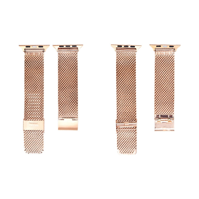 304 Stainless Steel Milanese Watch Band with Connector For Apple Watch Series 9&8&7 41mm / SE 3&SE 2&6&SE&5&4 40mm / 3&2&1 38mm(Rose Gold) - Watch Bands by buy2fix | Online Shopping UK | buy2fix