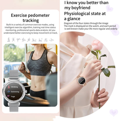 KC06 Women Menstrual Period Smart Watch Bracelet, Blood Pressure / Heart Rate Monitoring, Silicone Strap(Silver) - Smart Wear by buy2fix | Online Shopping UK | buy2fix