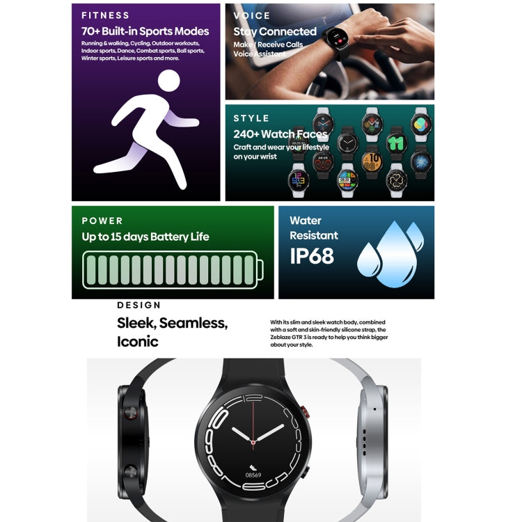 Zeblaze GTR 3 1.32 inch Smart Watch, Support Voice Calling / Heart Rate / Blood Oxygen / On-Wrist Skin Temperature / Sport Modes (Silver) - Smart Watches by Zeblaze | Online Shopping UK | buy2fix