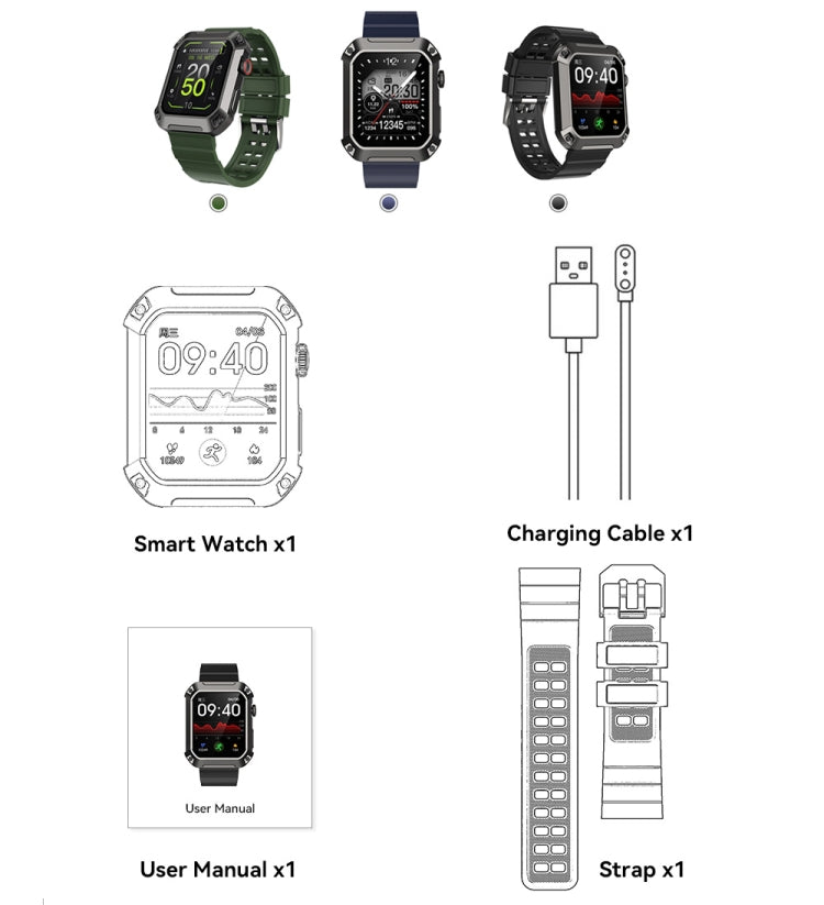 HAMTOD NX3 Pro 1.83 inch Rugged Smart Watch, Support Bluetooth Call / Sleep / Heart Rate / Blood Oxygen / Blood Pressure Monitoring(Black) - Smart Watches by HAMTOD | Online Shopping UK | buy2fix