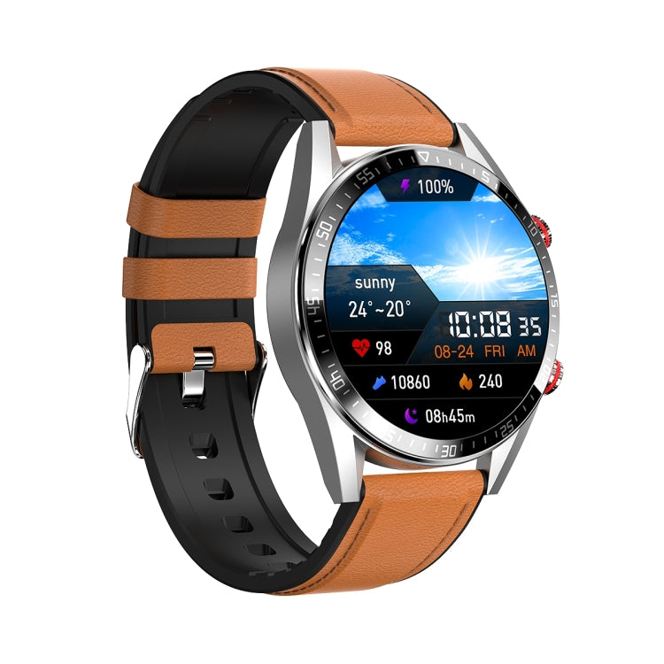 DW16 1.39 inch AMOLED Screen Smart Watch, Support Heart Rate / Blood Pressure Monitoring, Leather Strap(Brown) - Smart Wear by buy2fix | Online Shopping UK | buy2fix