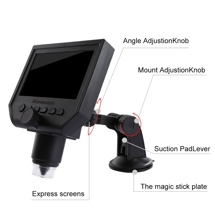 G600 600X 3.6MP 4.3 inch HD LCD Display USB Charging Portable Digital Microscope with LED Light, Support Micro SD Card(64GB Max), US Plug, AC 100-240V - Digital Microscope by buy2fix | Online Shopping UK | buy2fix